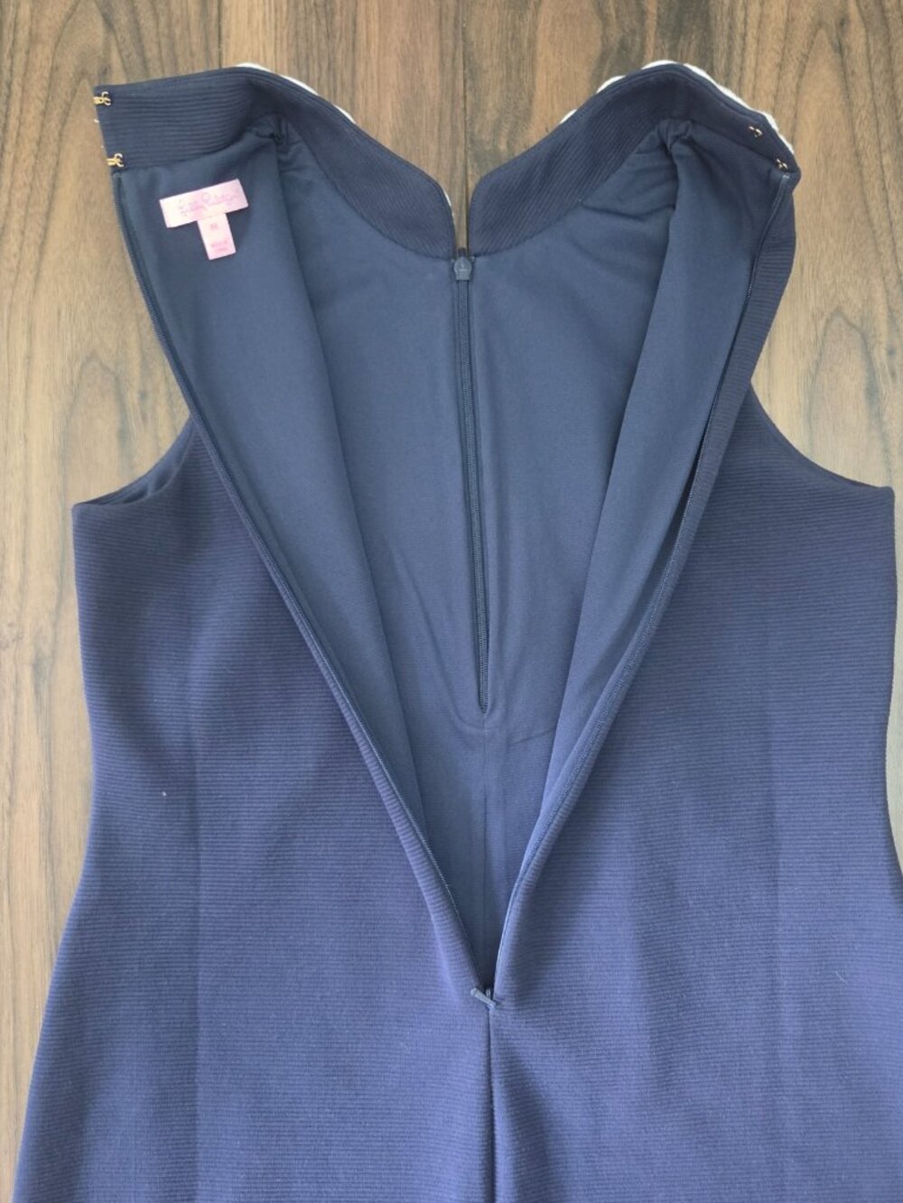 Lilly Pulitzer Size M Navy Shift Dress White Soutache Trim Sleeveless Lined - Picture 5 of 7
